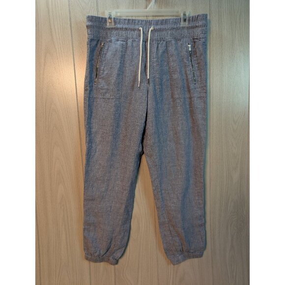 Women’s Athleta Size 12 Cabo Linen Jogger Blue Summer Travel Resort Tappered - Picture 1 of 10